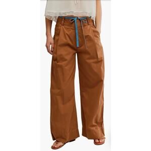 Free People Buckle Belt Cotton WIde Leg Size 14 Pants
